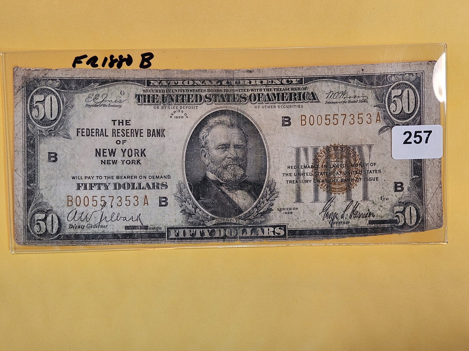 Series of 1929 Fifty Dollar National Currency: New York. FR 1880-B. Very well circulated