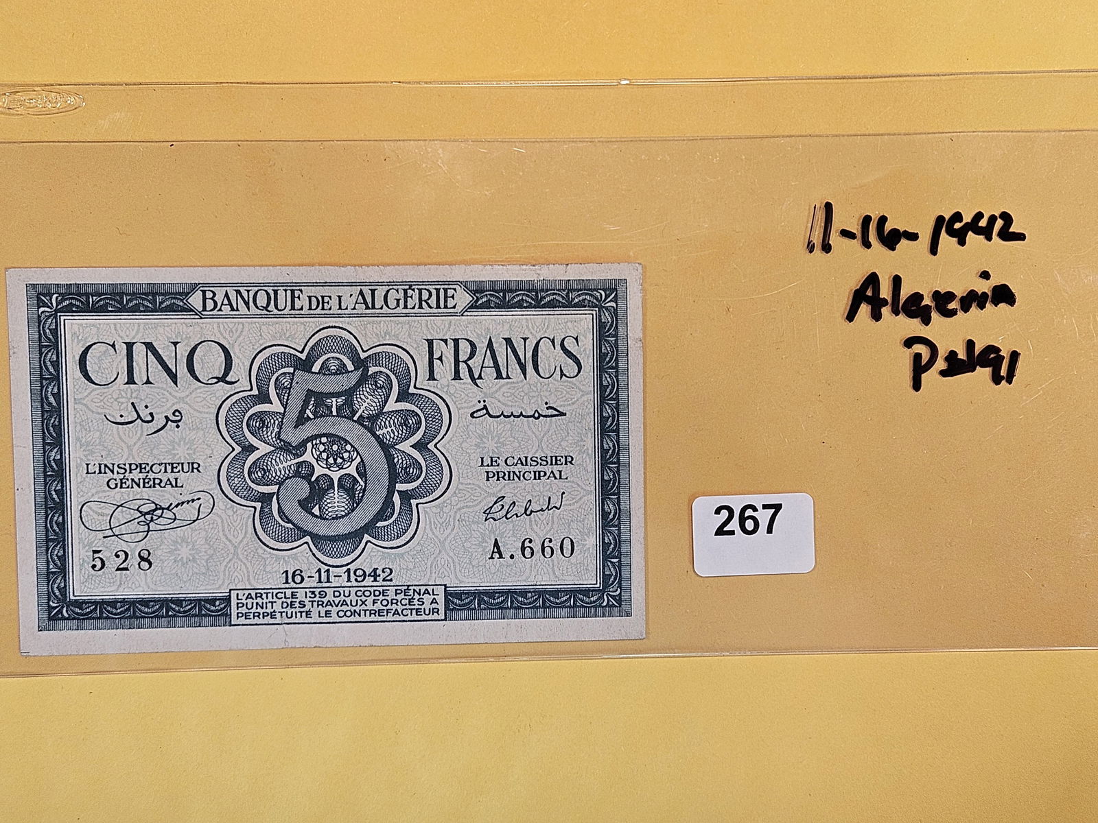 11-16-1942 Algeria 5 francs (1 of 2)