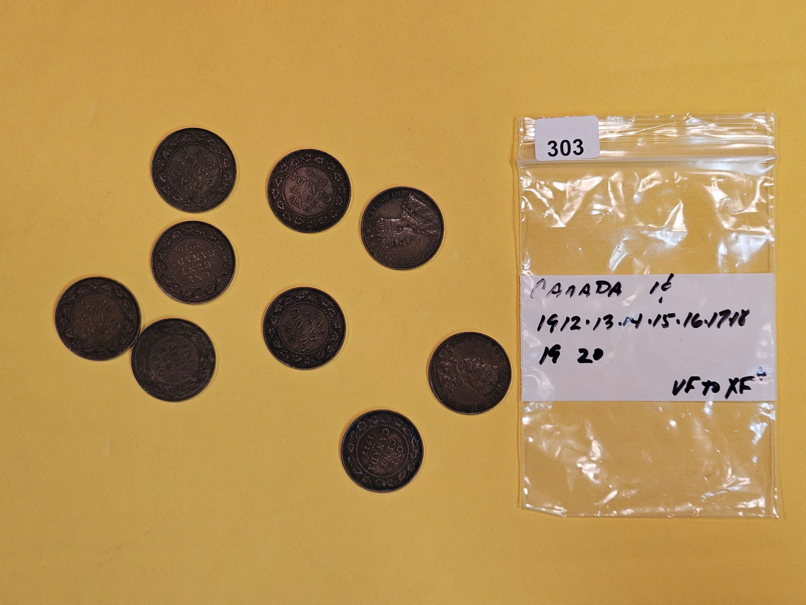 Nine Canadian Large Cents (1 of 2)