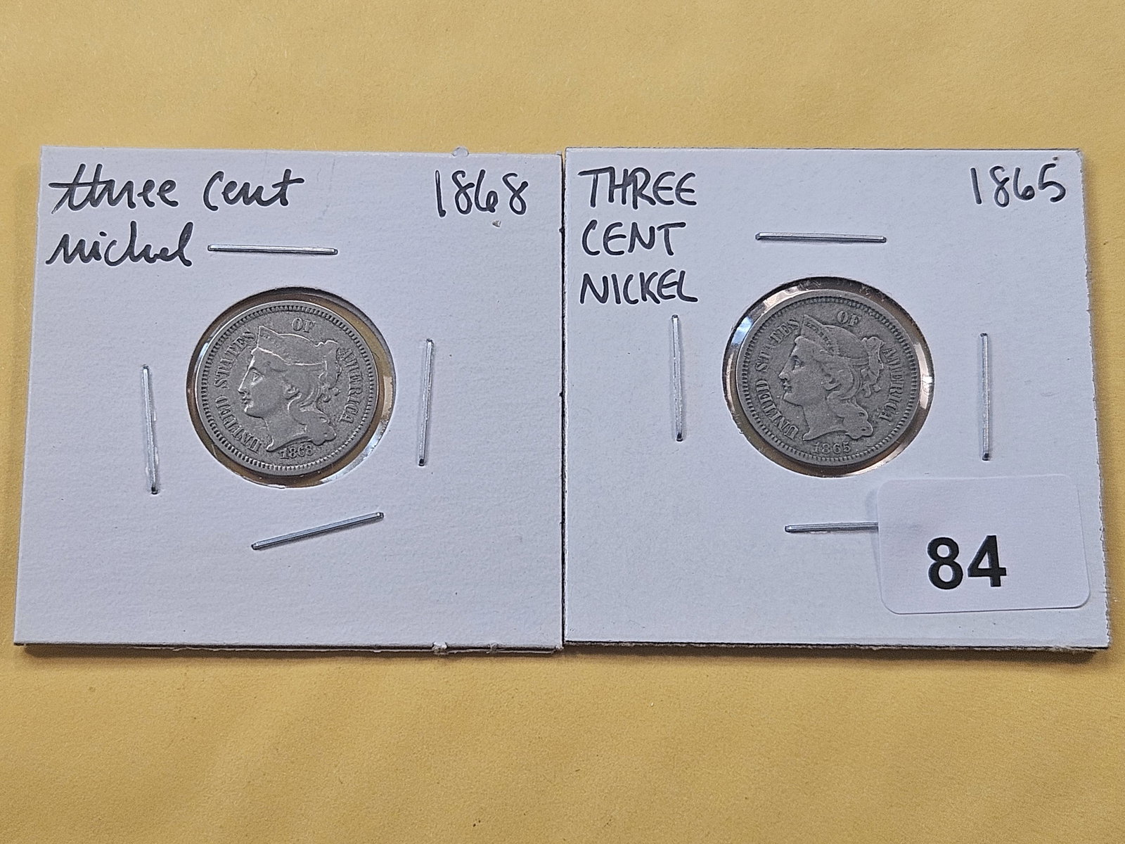 Two Circulated Three Cent Nickels (1 of 6)