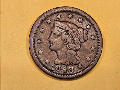 1848 Braided Hair Large Cent: In Fine plus