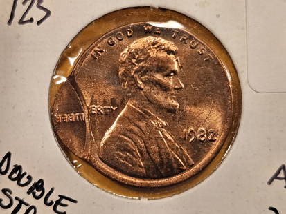 MINT ERROR! Brilliant Uncirculated Red 1982 LD Copper Lincoln Cent: Double Struck!