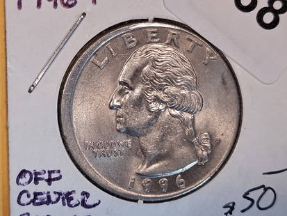 MINT ERROR! 1996 Washington Quarter: Cool off-center strike
