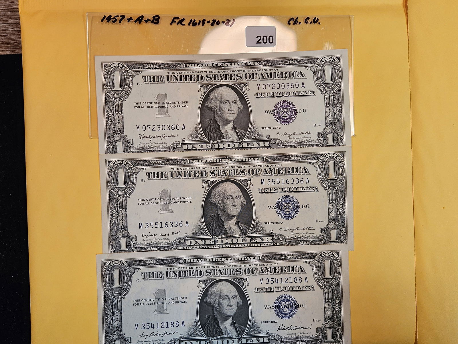 Three Crisp Uncirculated One dollar Silver Certificates (1 of 2)