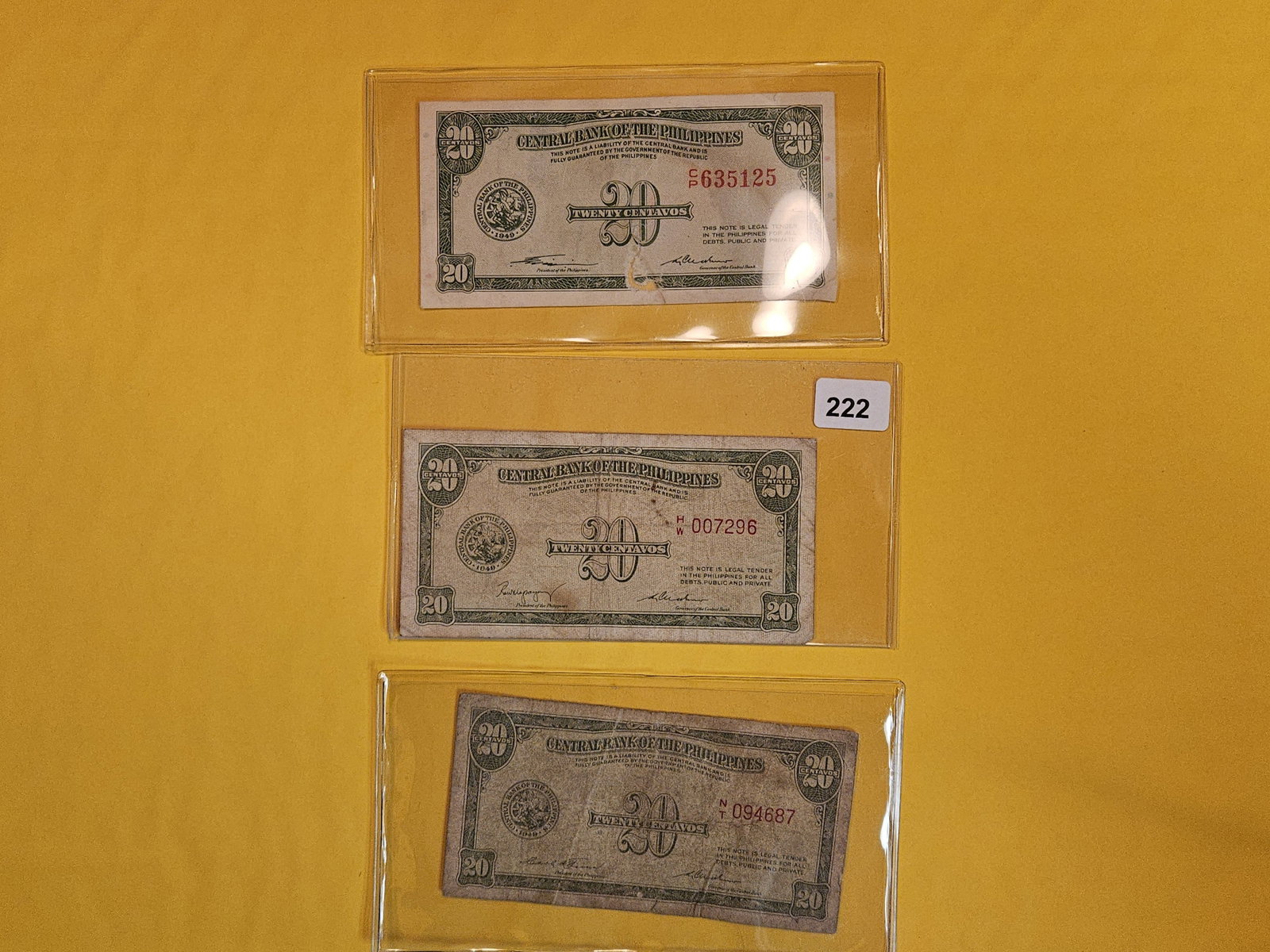 Three Central Bank of the Philipines 20 centavos: Well circulated or with issues