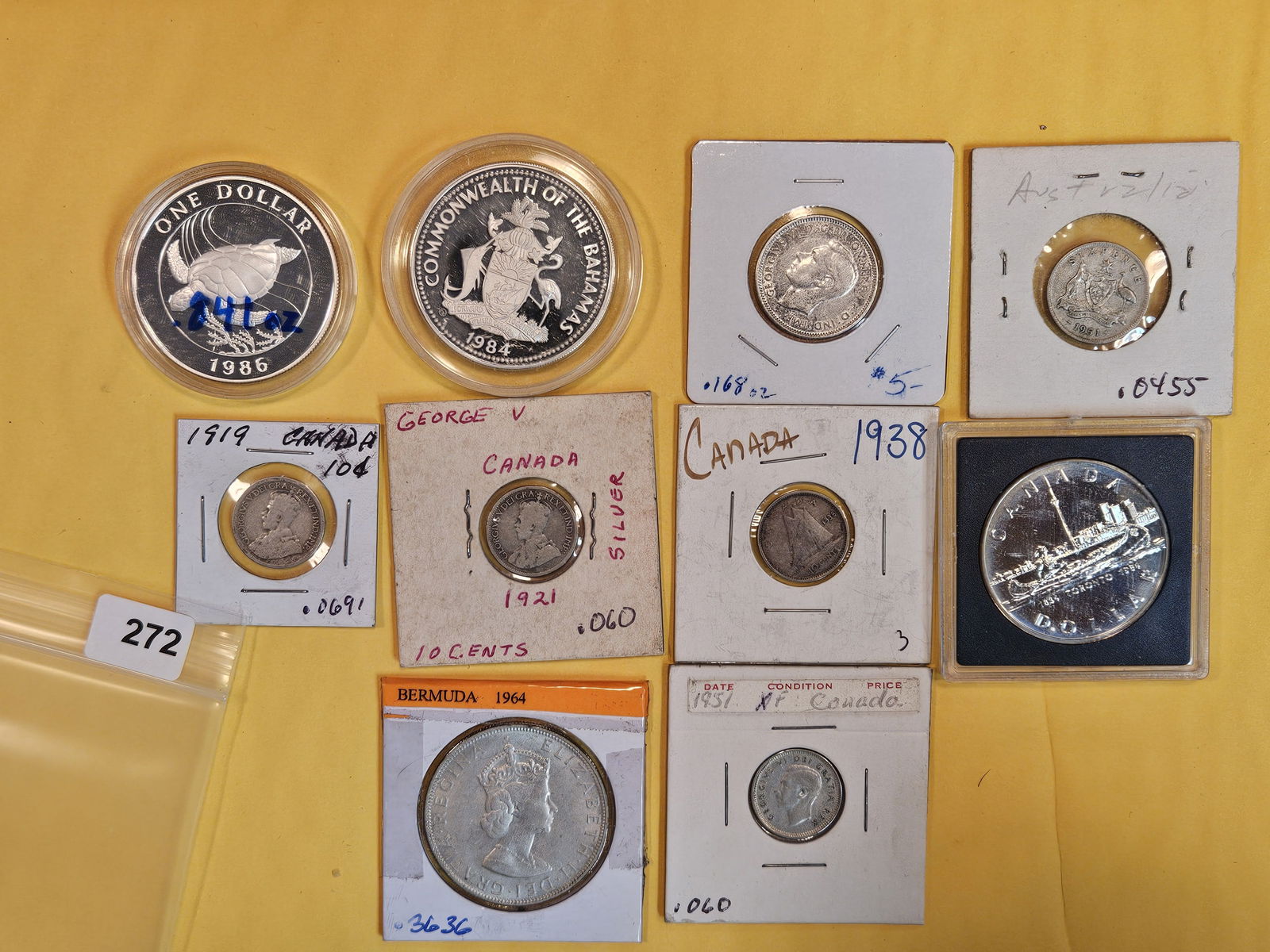 Ten mixed Silver World coins (1 of 7)