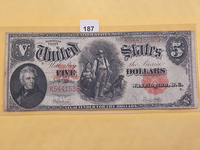 Series 1907 Five Dollar United States Note: Red Seal. Washington D.C.