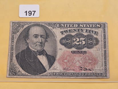 Series 1874 United States Twenty-five Cent Fractional Currency Note: Moderately circulated
