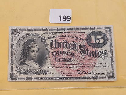 Series 1863 United States Fifteen Cent Fractional Currency Note: National Bank Co. New York