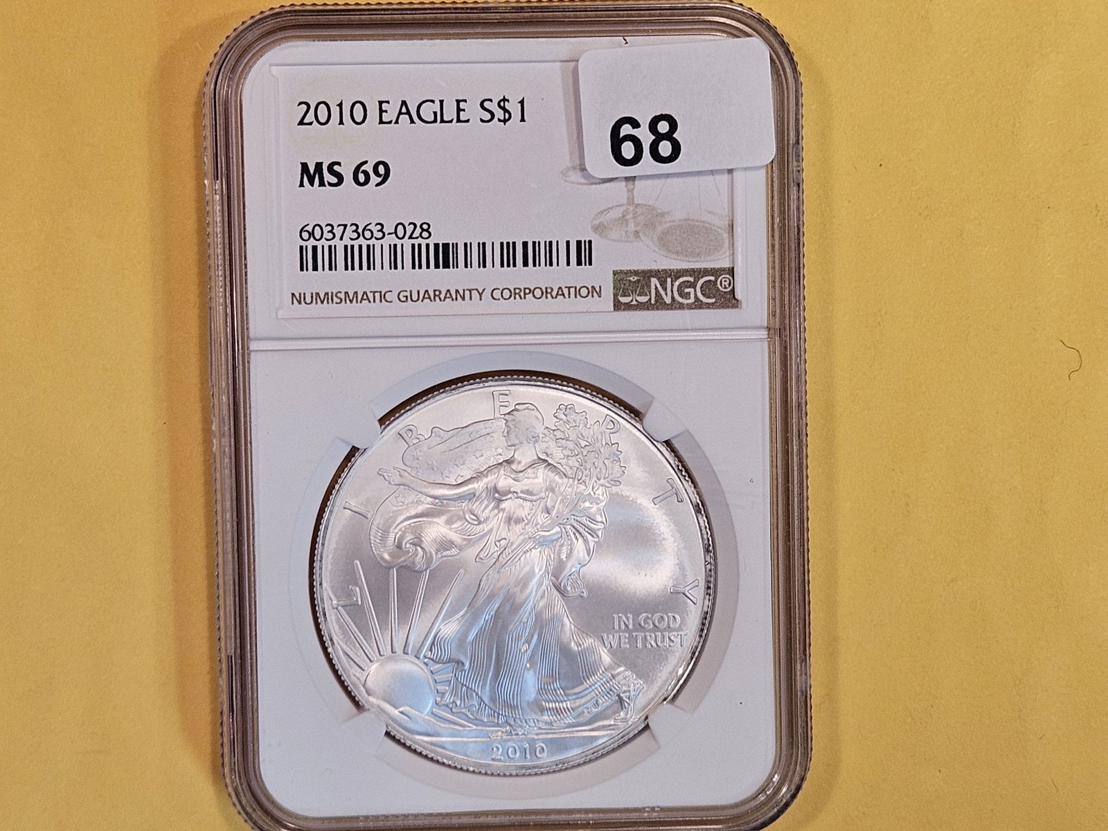 NGC 2010 American Silver Eagle in Mint State 69 (1 of 2)