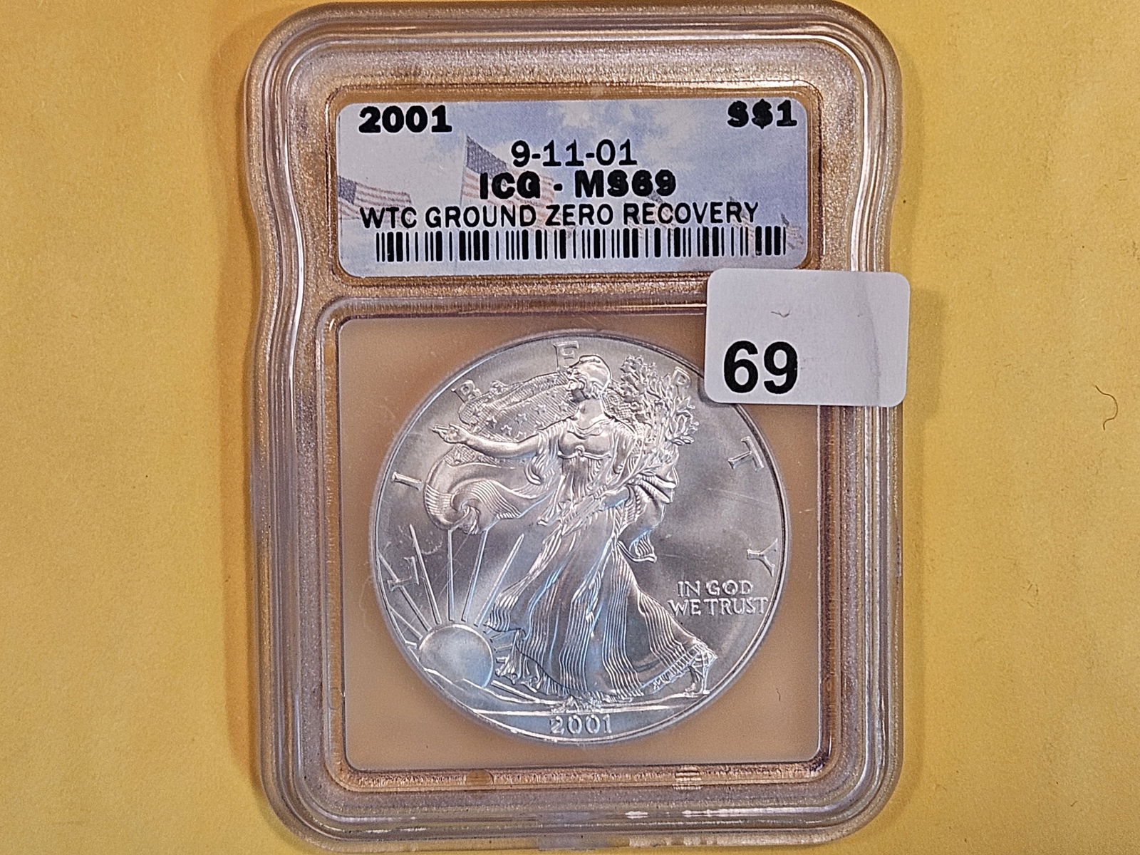 ICG 2001 American Silver Eagle in Mint State 69 (1 of 2)