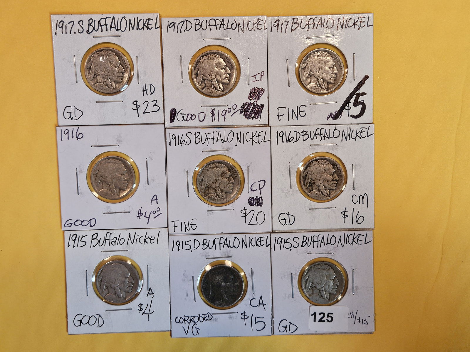 Three better date P-D-S Groups of Buffalo Nickels (1 of 8)
