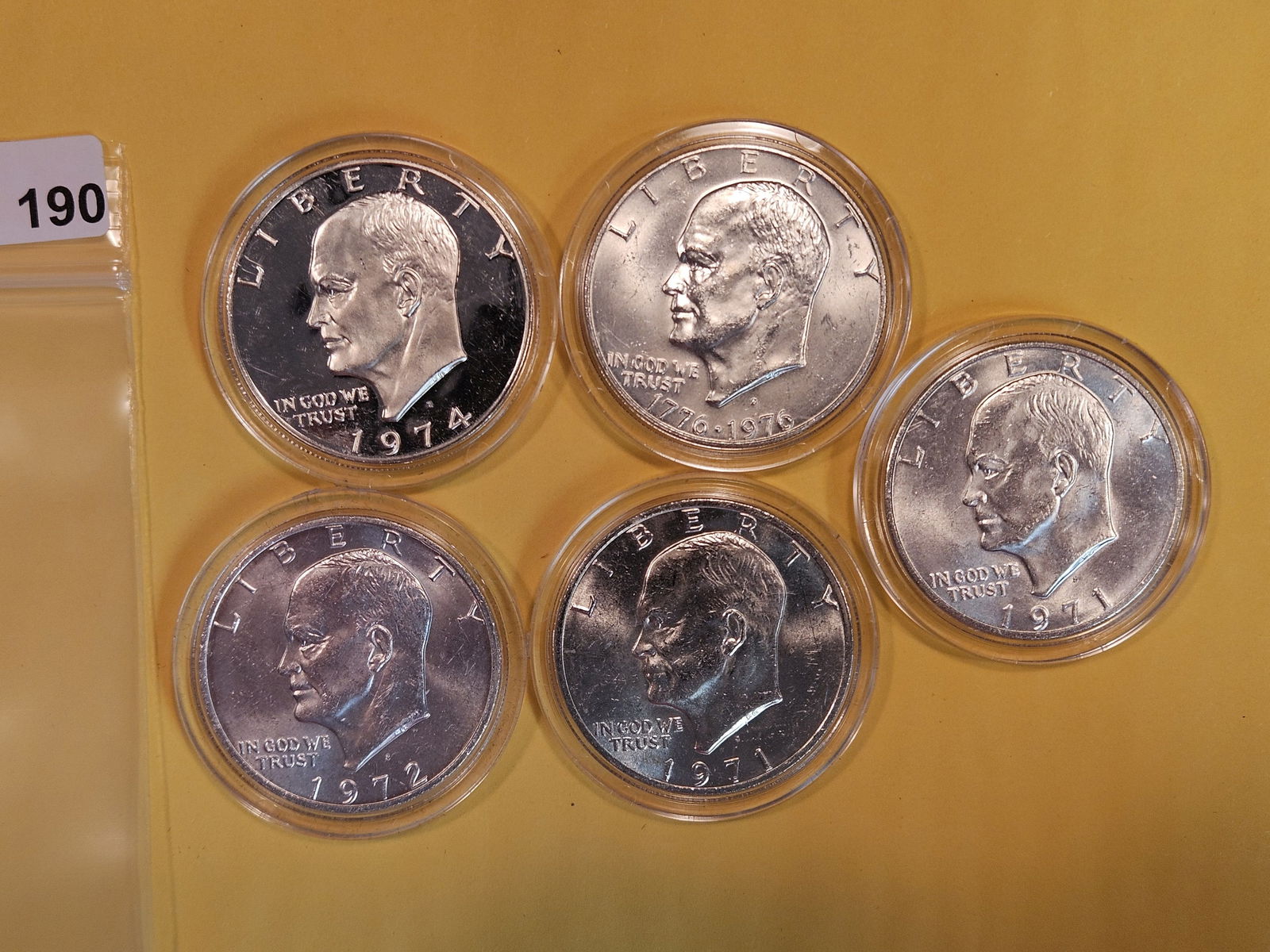Five Silver Eisenhower Dollars (1 of 2)