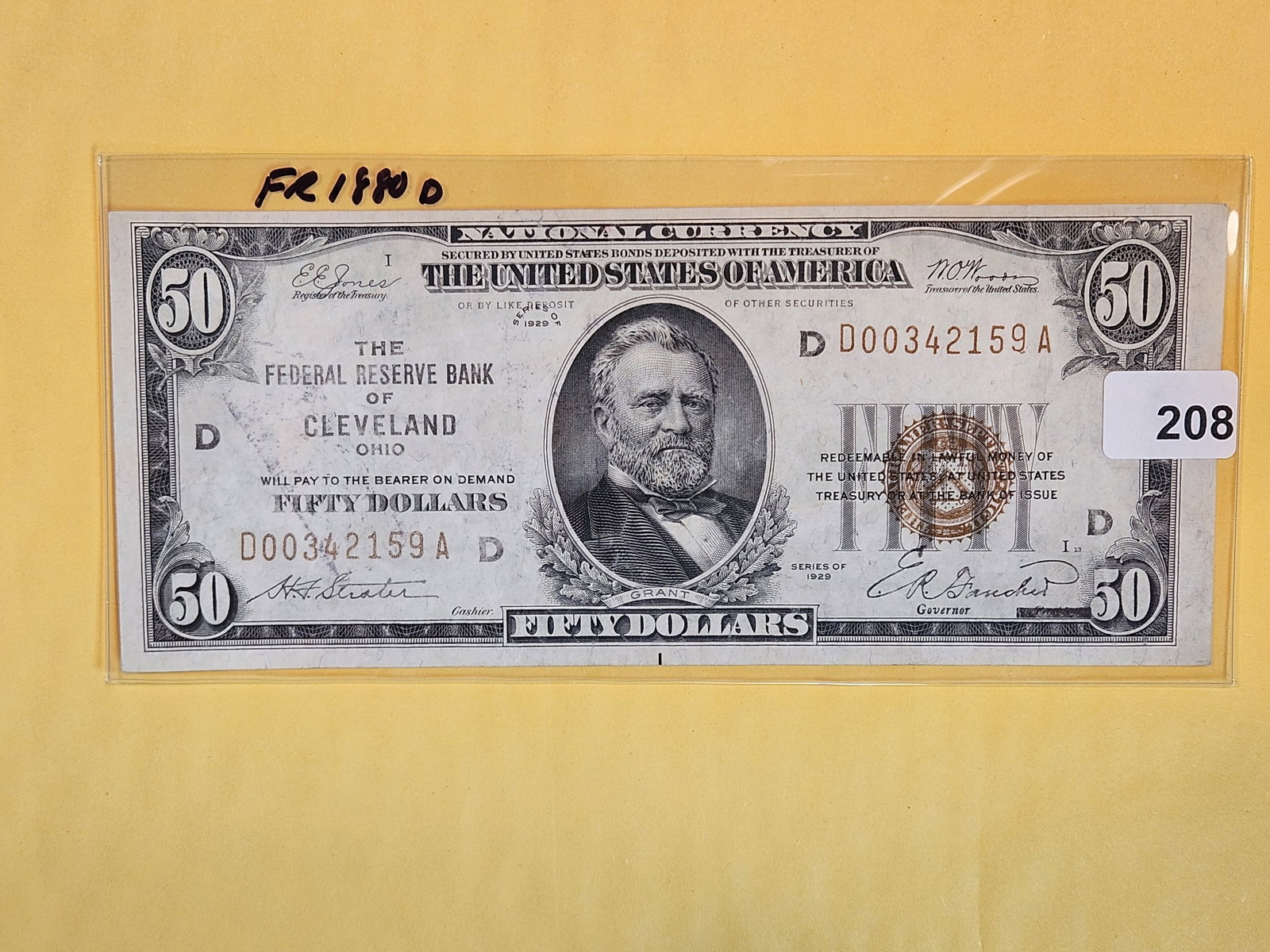 Series of 1929 Fifty Dollar National Currency: Cleveland. FR 1880-D