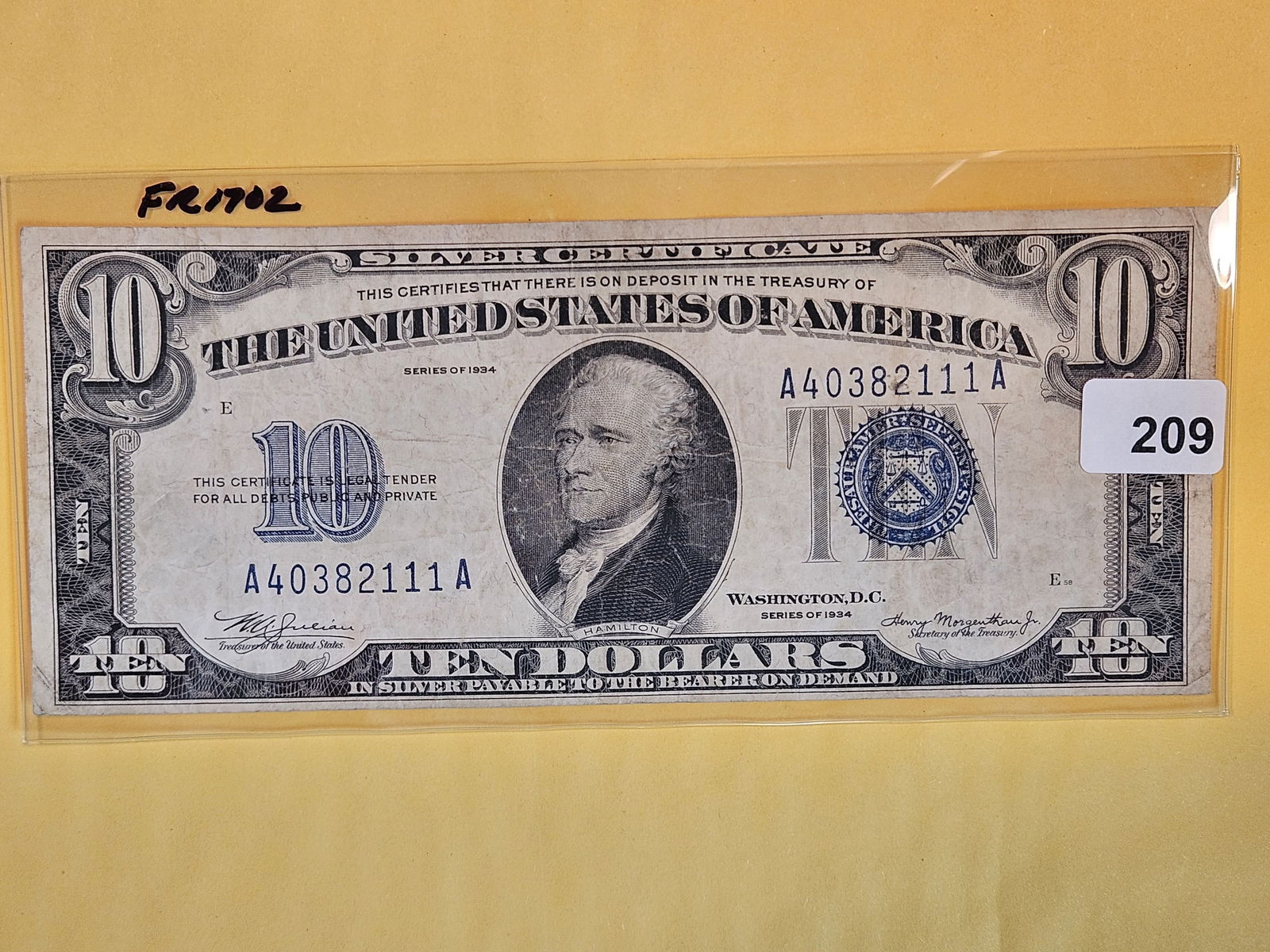 Series of 1934 Ten Dollar Silver Certificate (1 of 2)