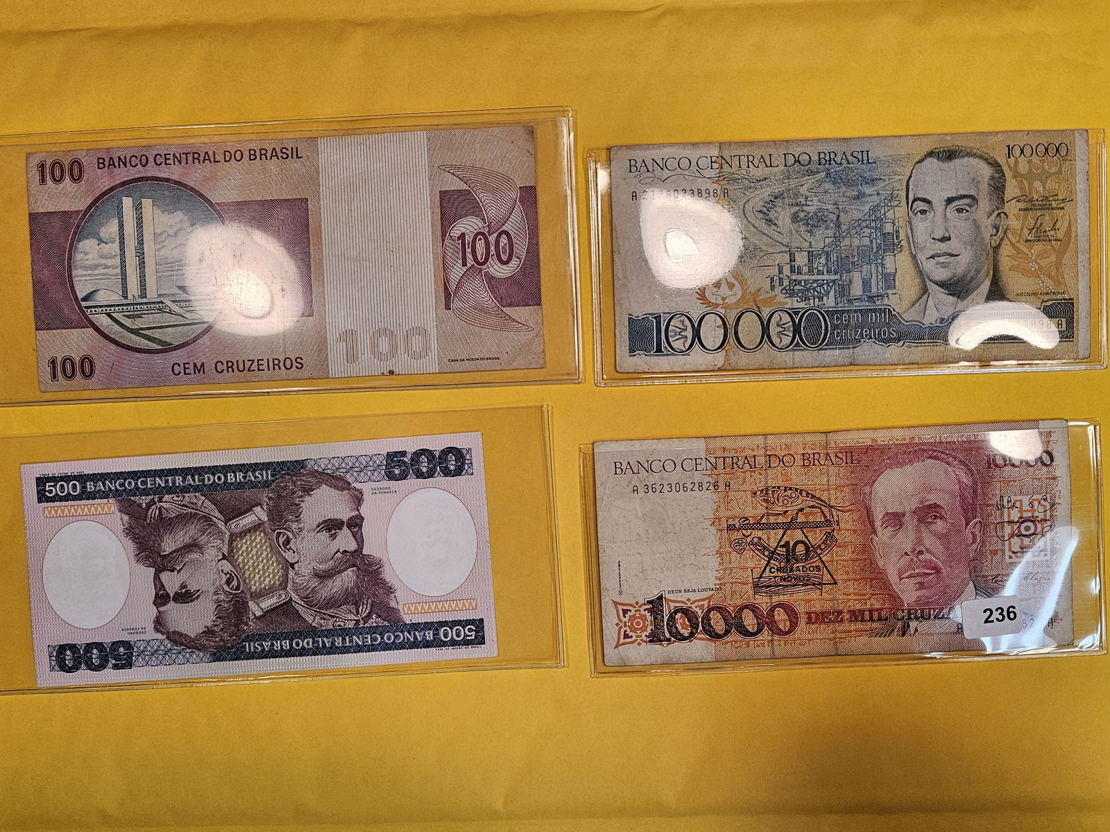 Four larger denomination notes from Brazil (1 of 9)