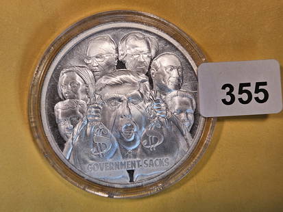 One Troy ounce .999 fine silver art round: Govt sacks