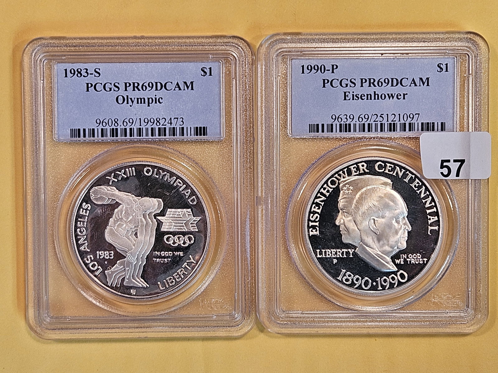 Two, PCGS-graded, Commemorative Silver Dollars in Proof 69 Deep Cameo (1 of 2)