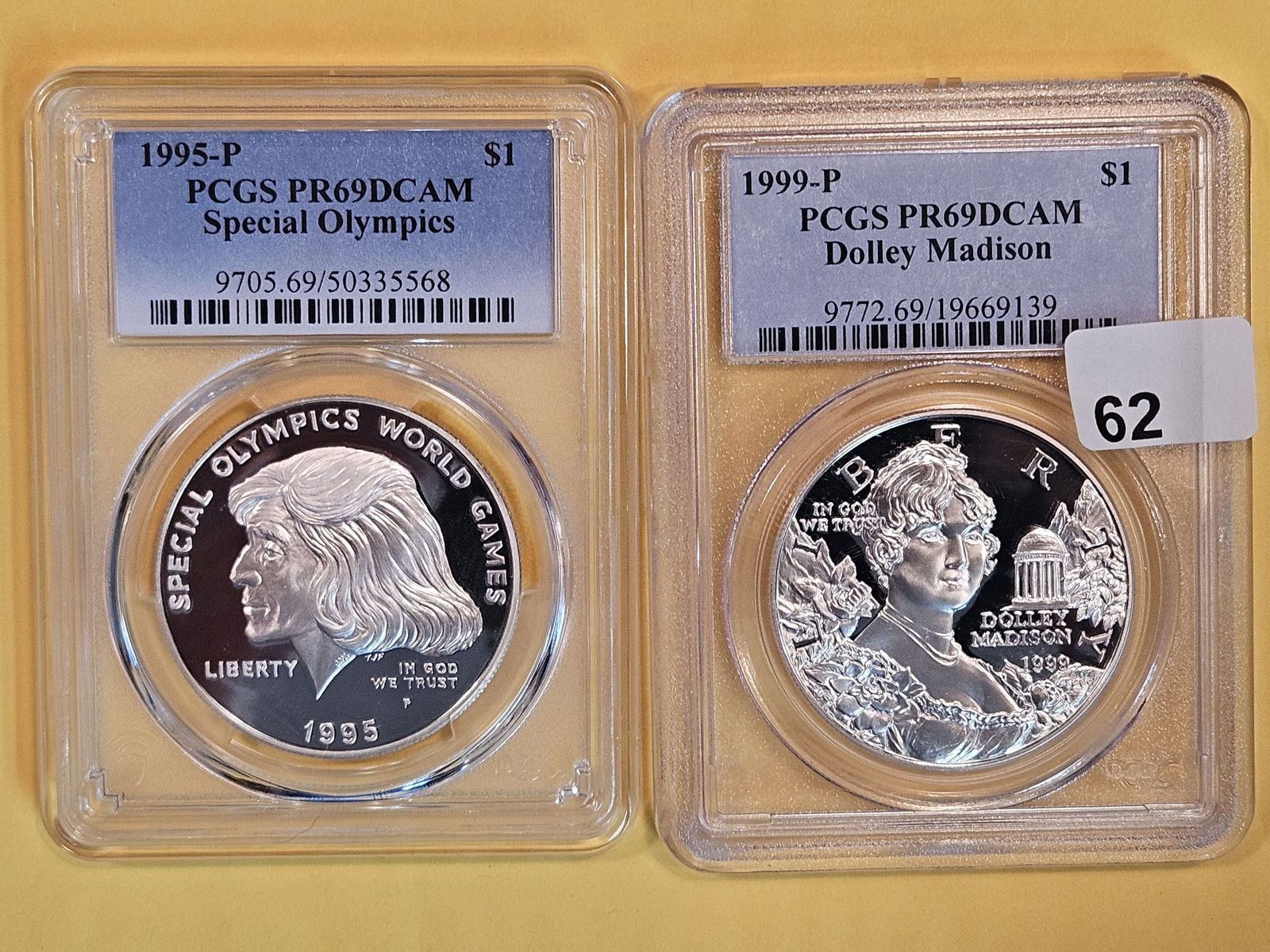 Two, PCGS-graded, Commemorative Silver Dollars in Proof 69 Deep Cameo (1 of 2)