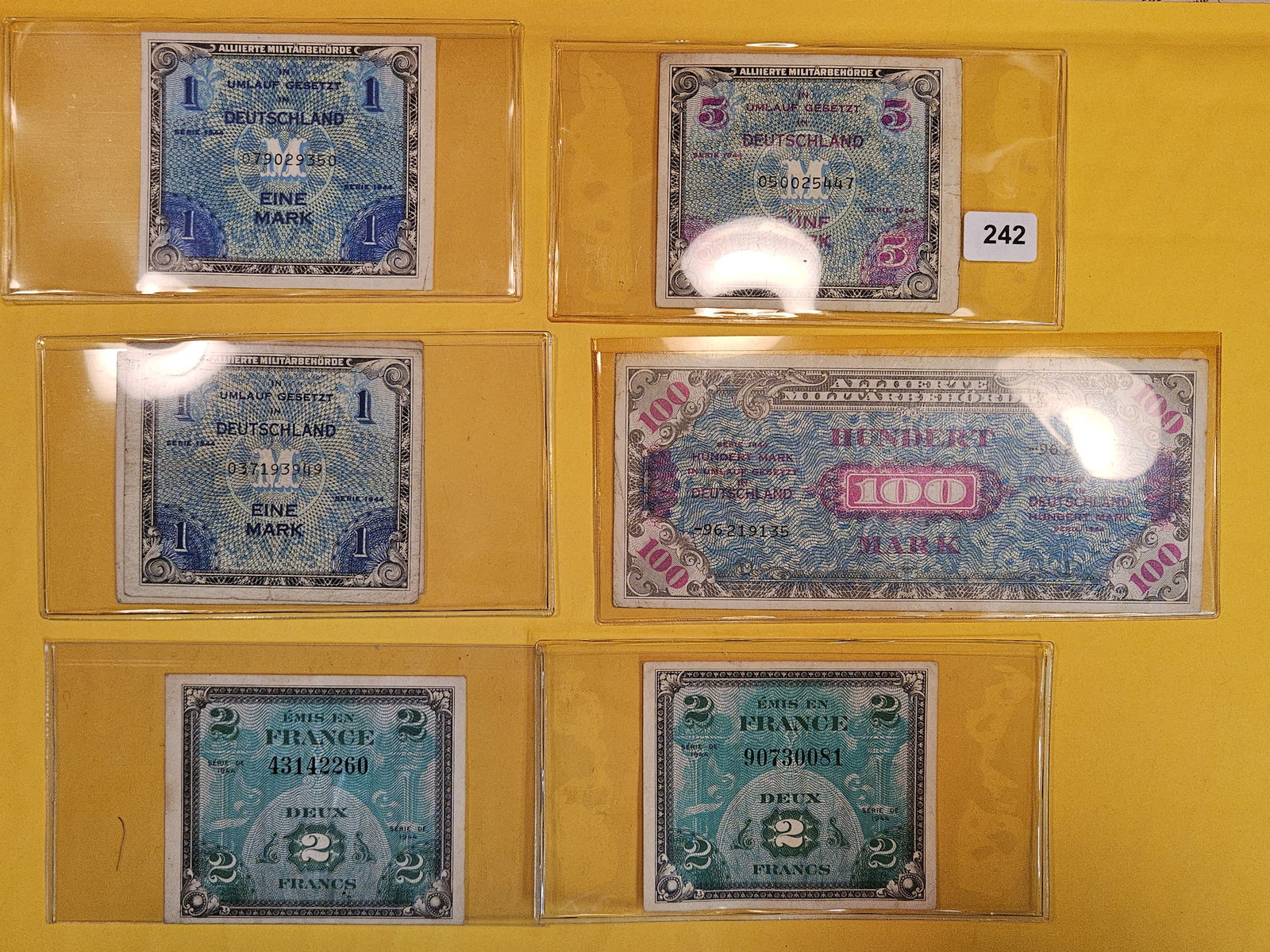 Seven Series of 1944 Allied Military Currency pieces (1 of 3)