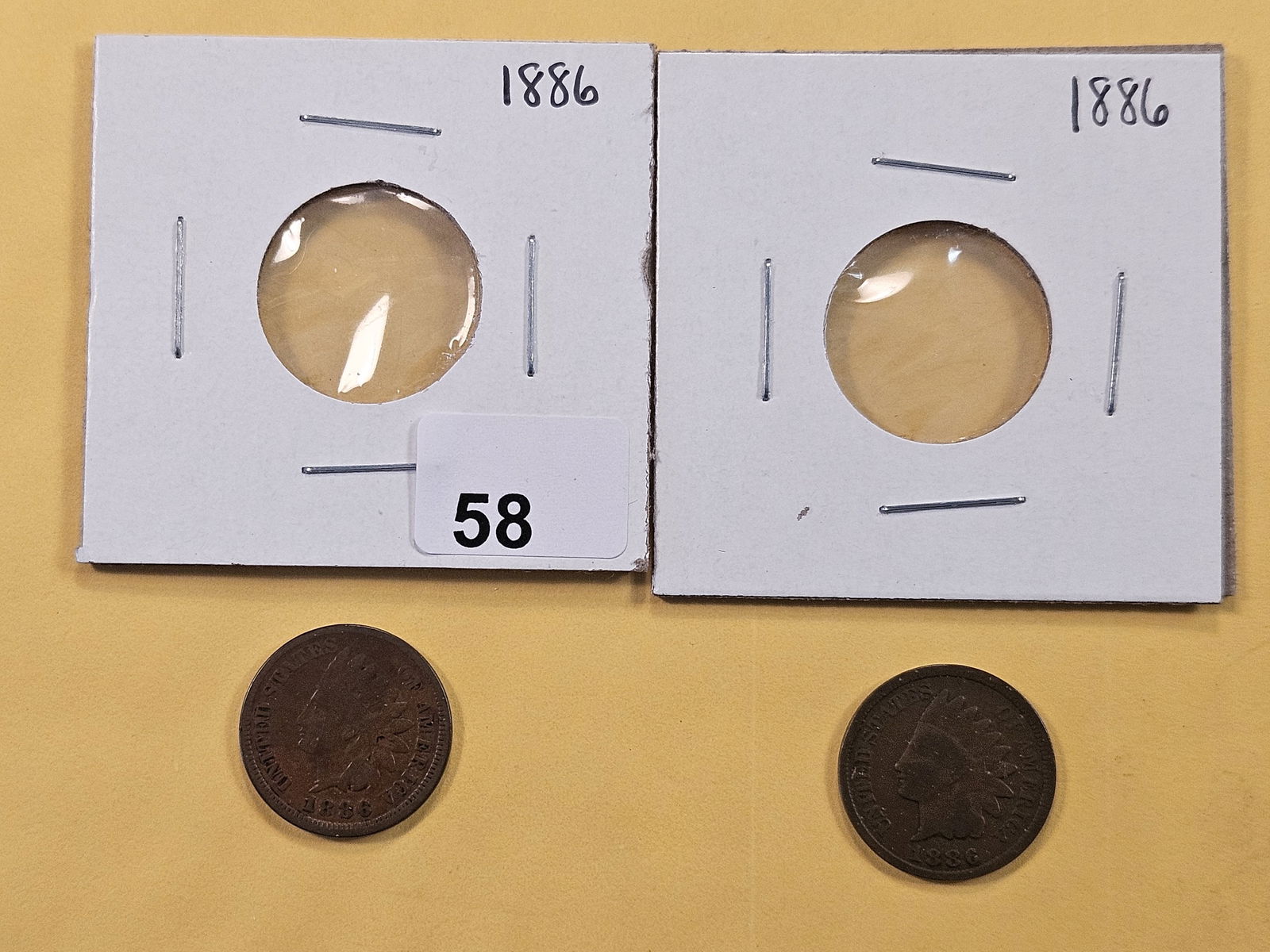 Type 1 and Type 2 1886 Indian Head Cents (1 of 6)