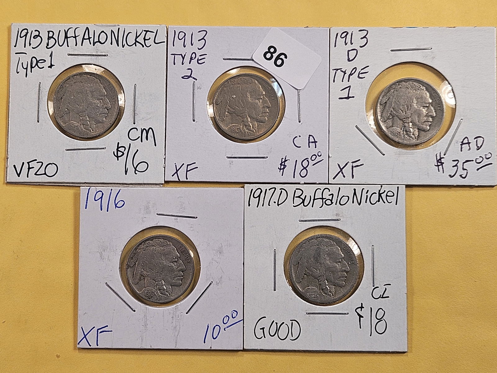Five Circulated Buffalo Nickels (1 of 7)