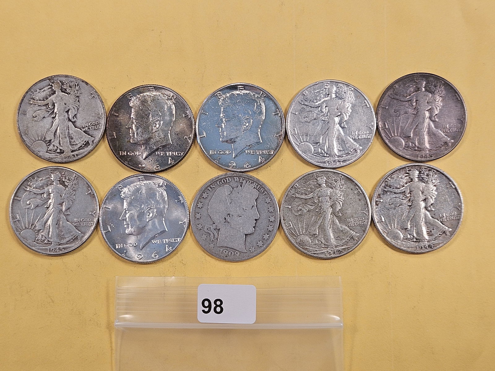 Ten Mixed US Silver Half Dollars (1 of 5)