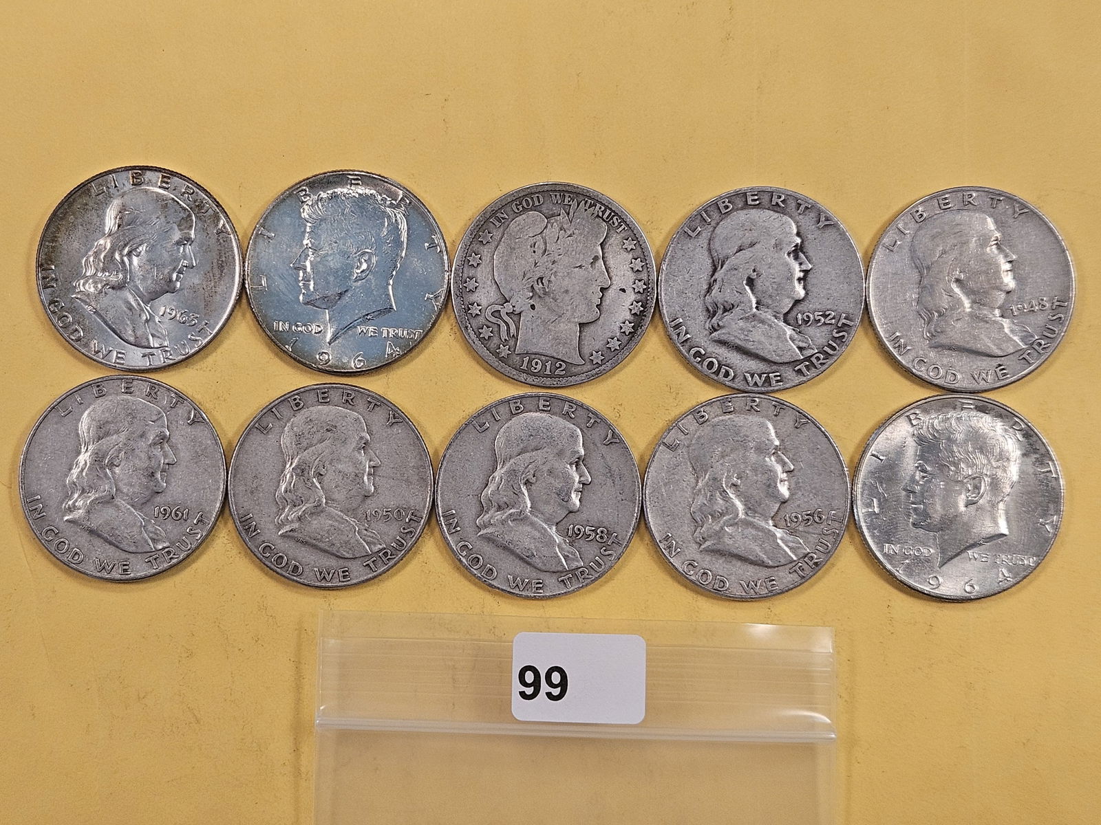 Ten Mixed US Silver Half Dollars (1 of 5)