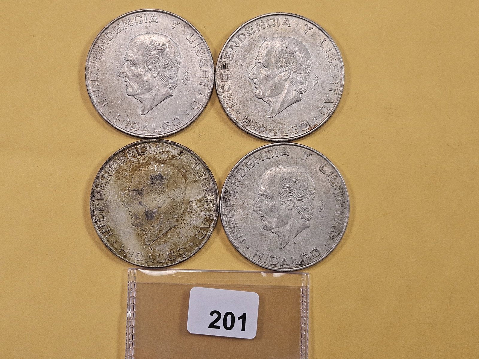 Four Mexican Silver 5 Peso Coins (1 of 6)