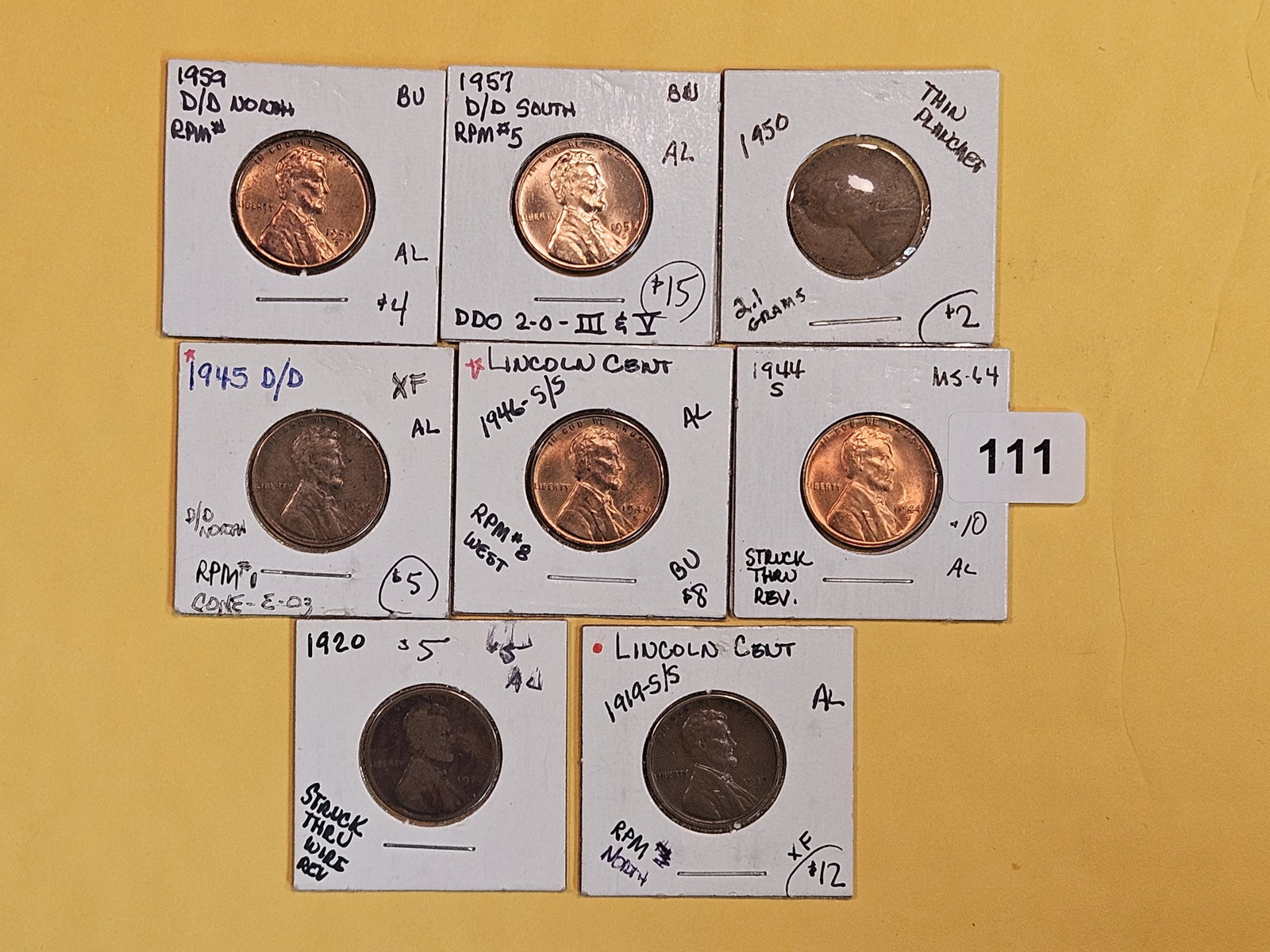 ERRORS! Eight Lincoln Memorial and Wheat cent error coins (1 of 7)