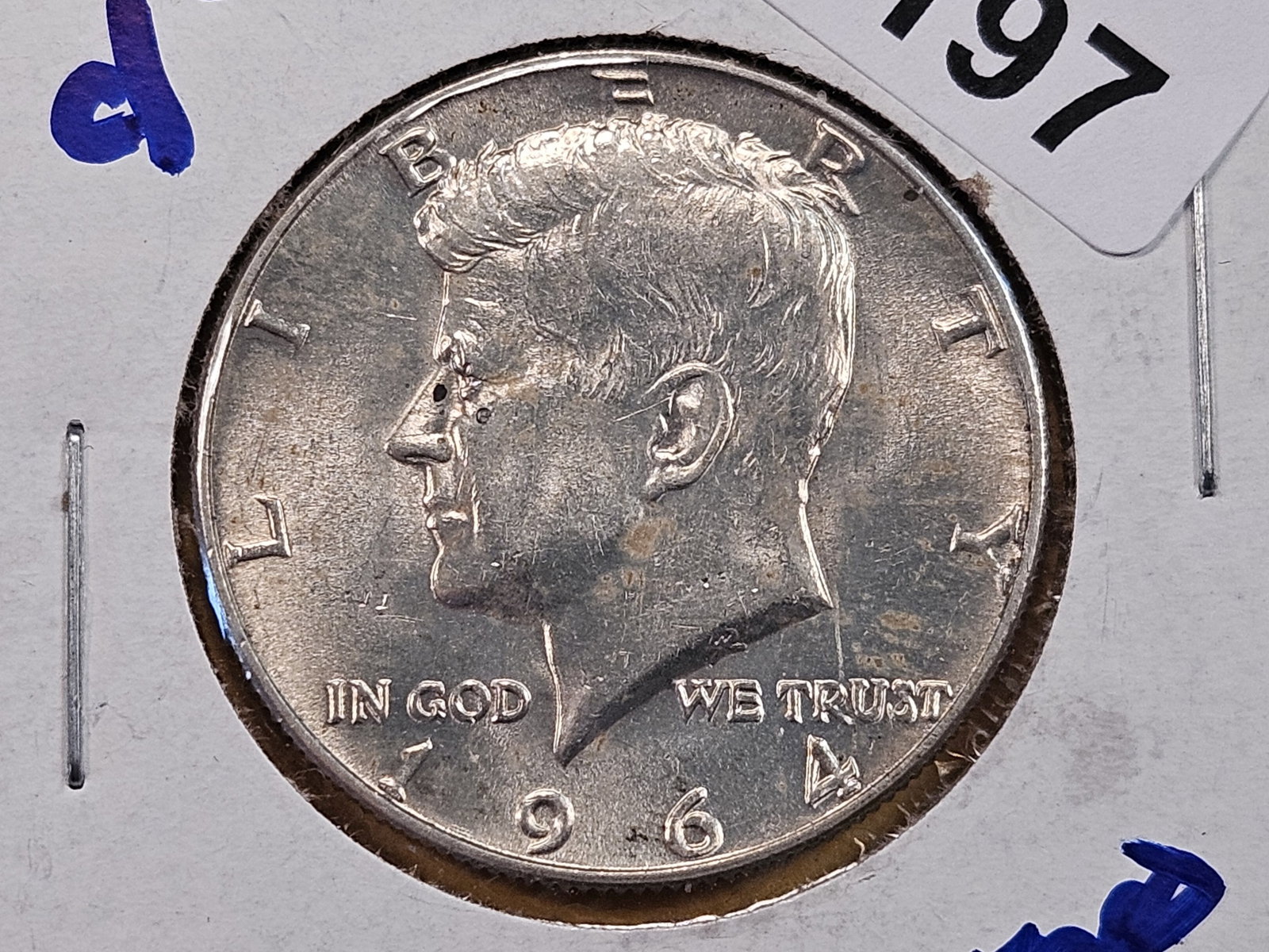 VARIETY! Brilliant Uncirculated 1964-D Kennedy Silver Half Dollar: Quadruple Die Obverse