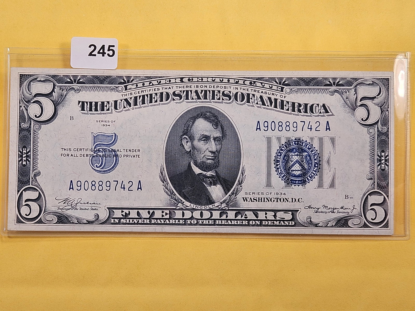 Crisp Uncirculated Series 1934 Five Dollar Silver Certificate (1 of 2)
