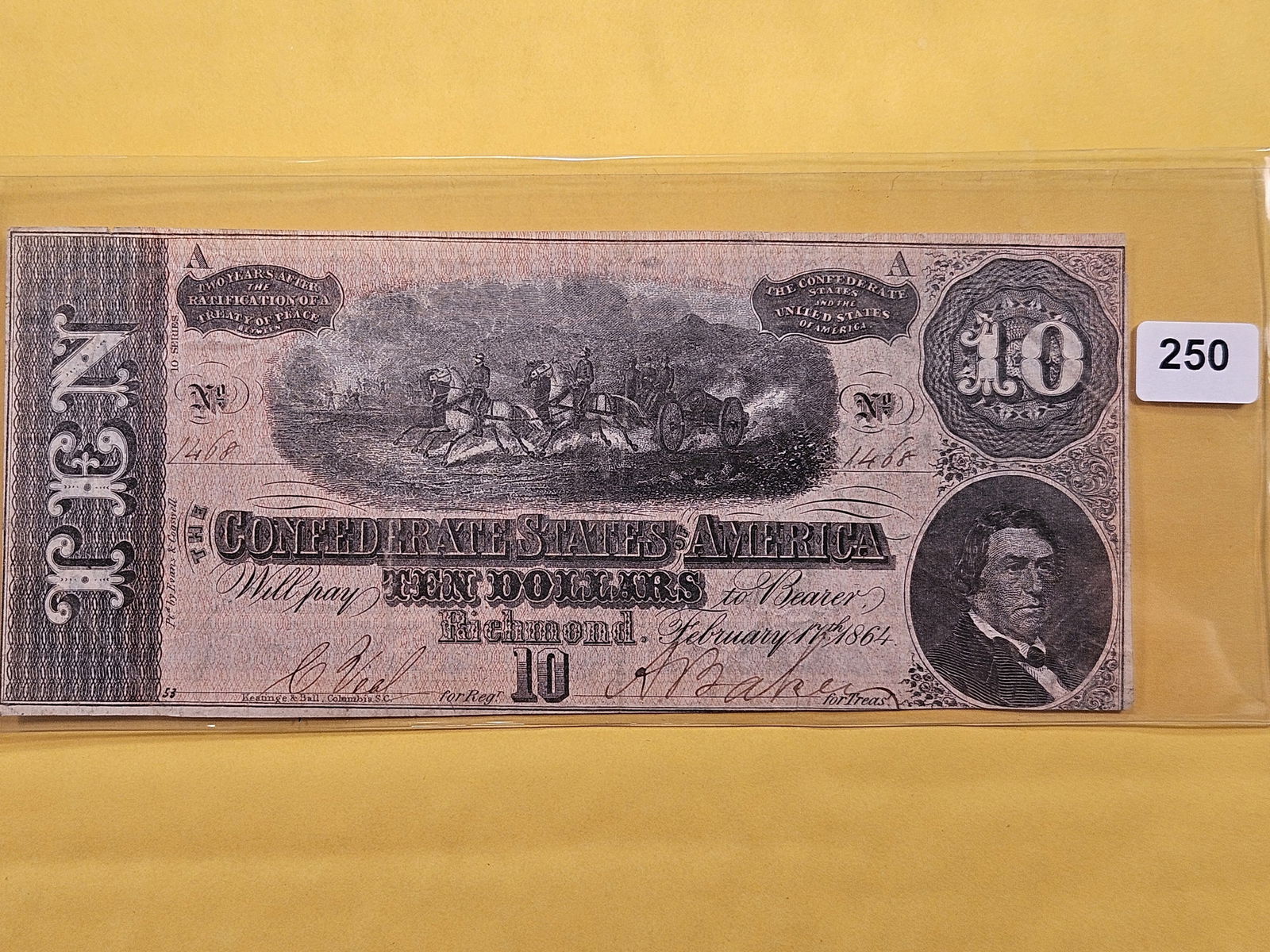 Series 1864 Ten Dollar Confederate Note (1 of 2)
