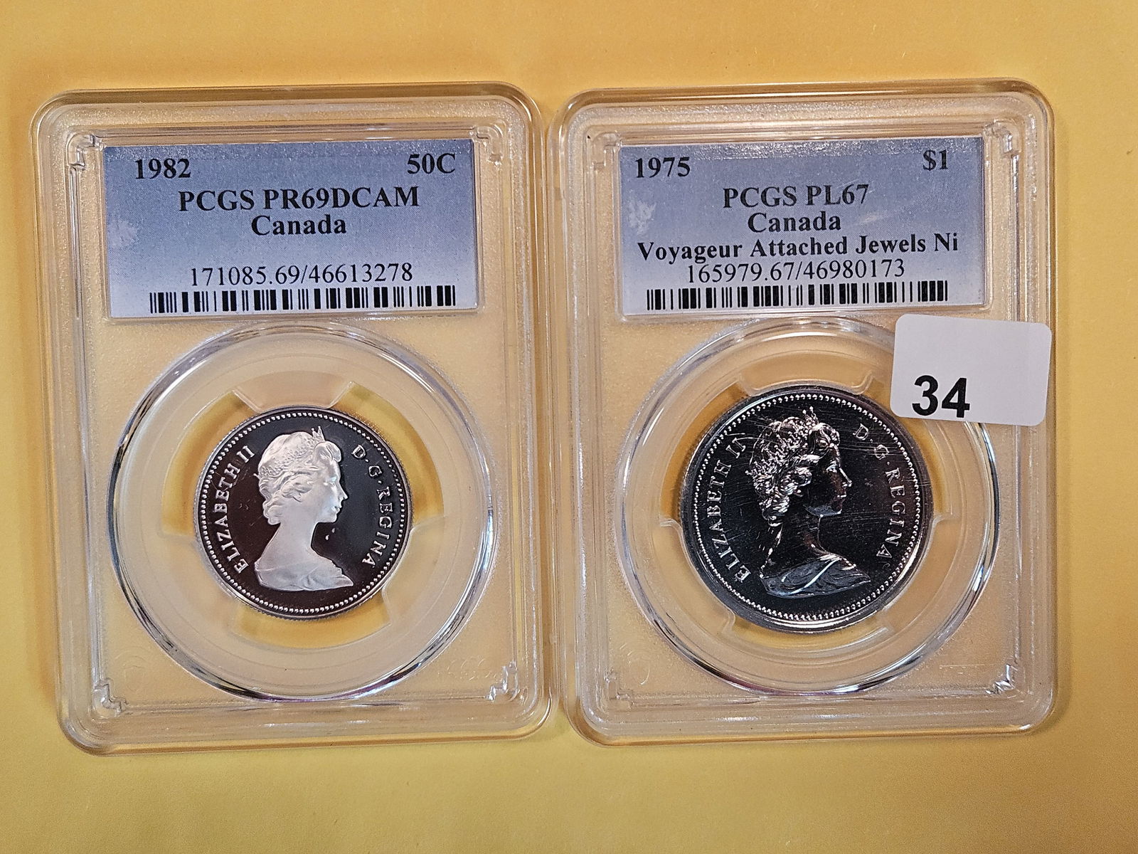 Two GEM! PCGS-graded Canada 50 cent and one Dollar coins (1 of 2)