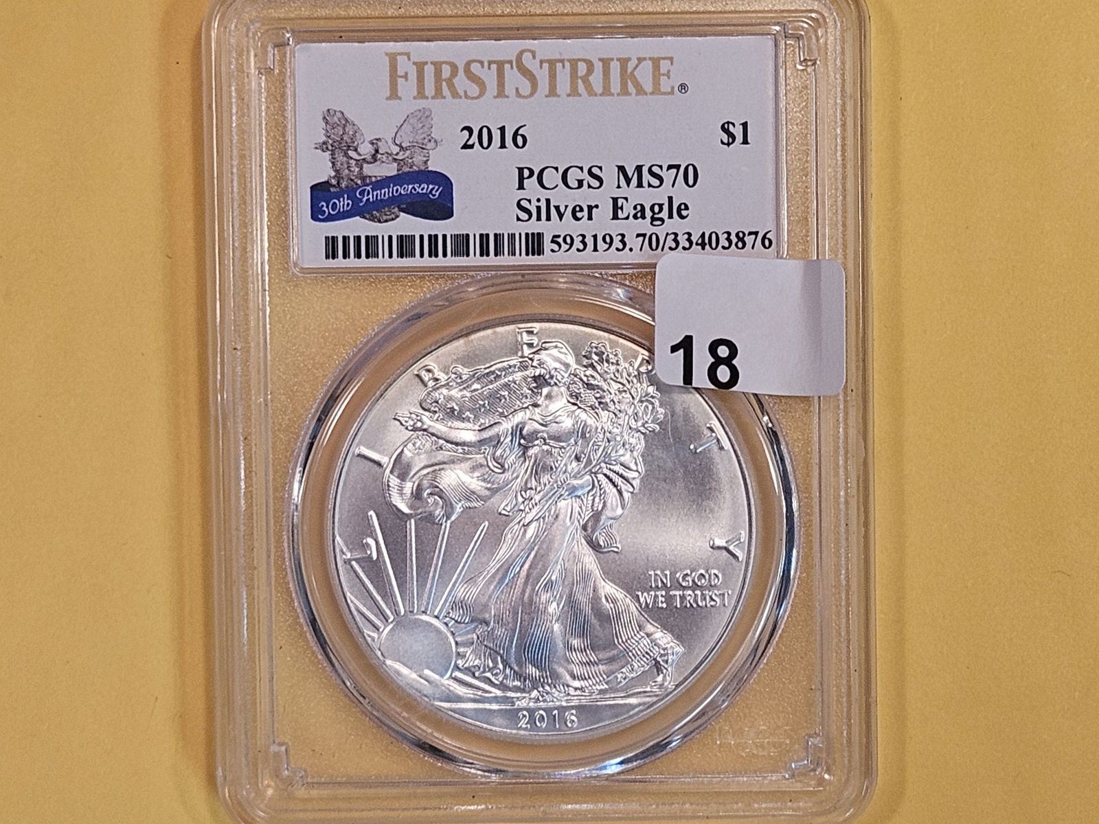 PERFECT! PCGS 2016 American Silver Eagle in Mint State 70 (1 of 2)