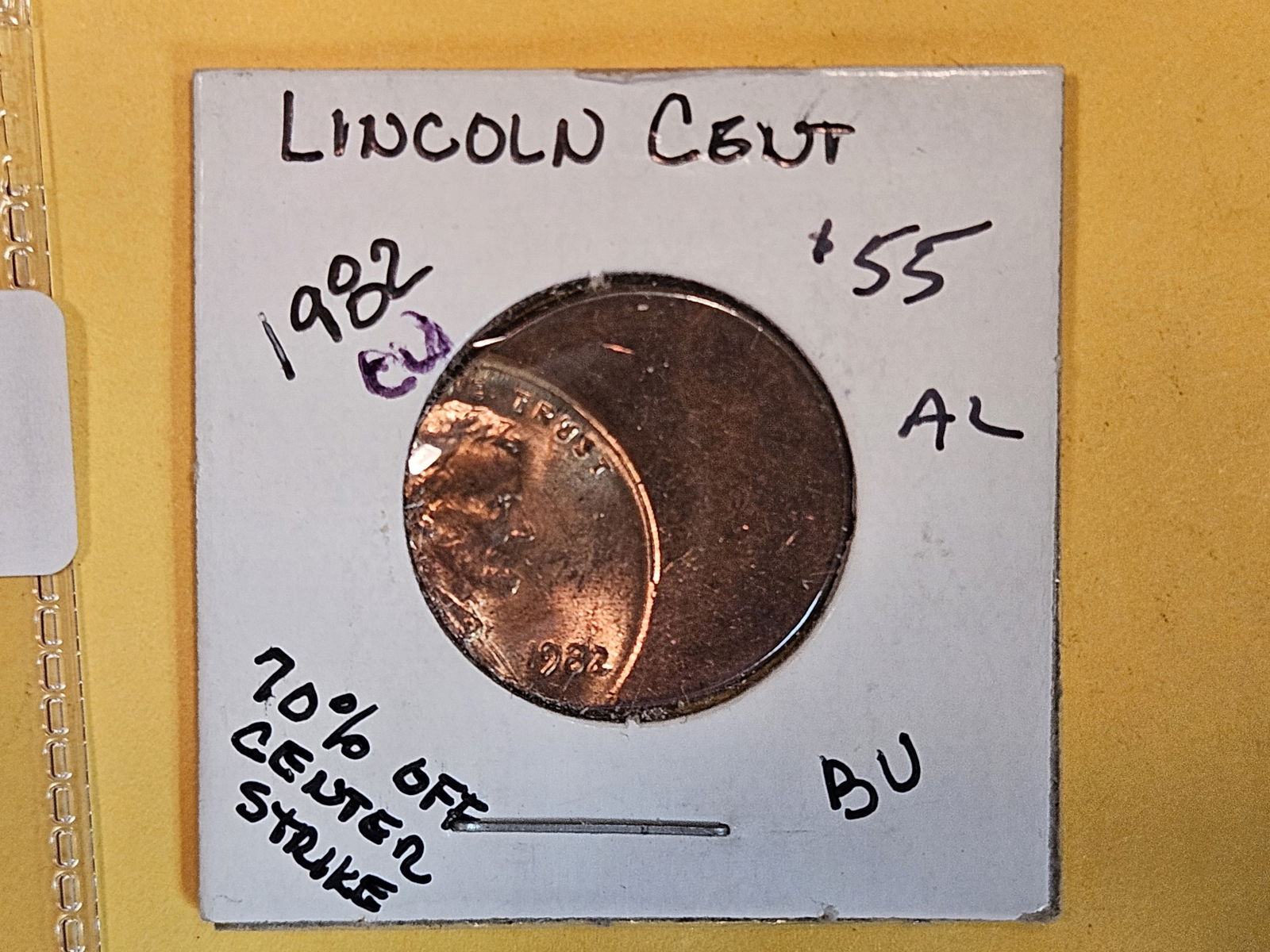 MINT ERROR! Brilliant Uncirculated 1982 Lincoln Cent (1 of 4)
