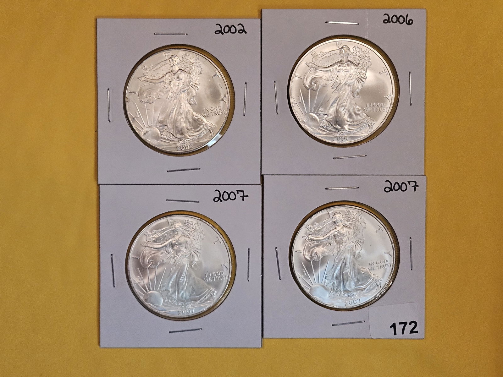 Four GEM Brilliant Uncirculated American Silver Eagle (1 of 2)