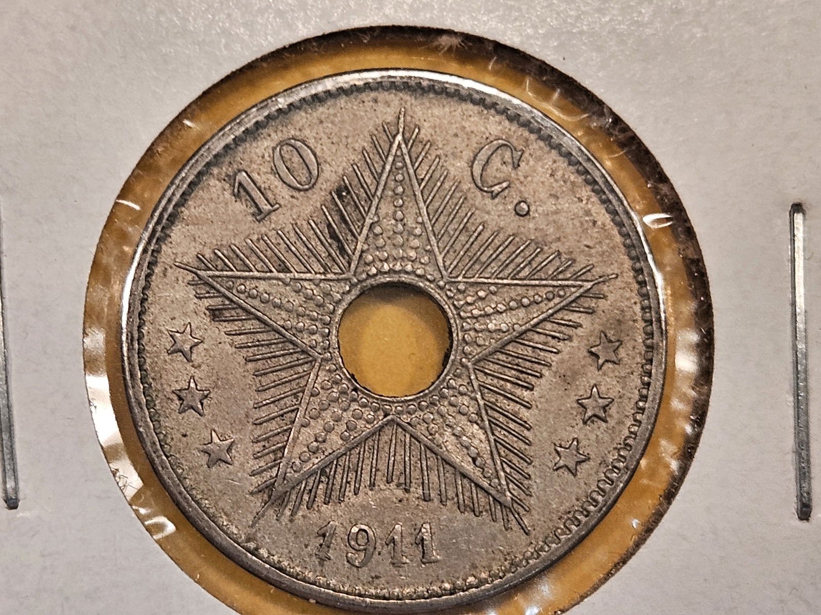 Uncirculatd 1911 Belgian Congo 10 centimes (1 of 5)