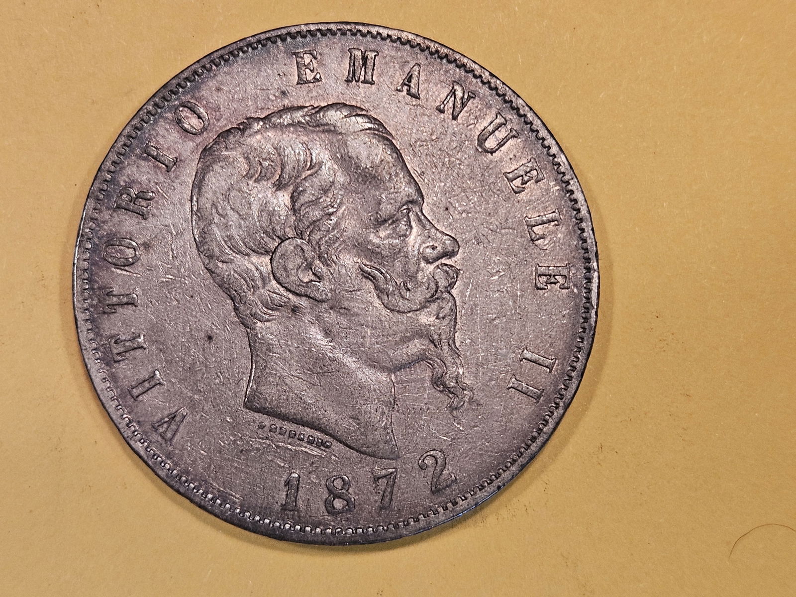 1872 Italy five lira in Very Fine (1 of 3)