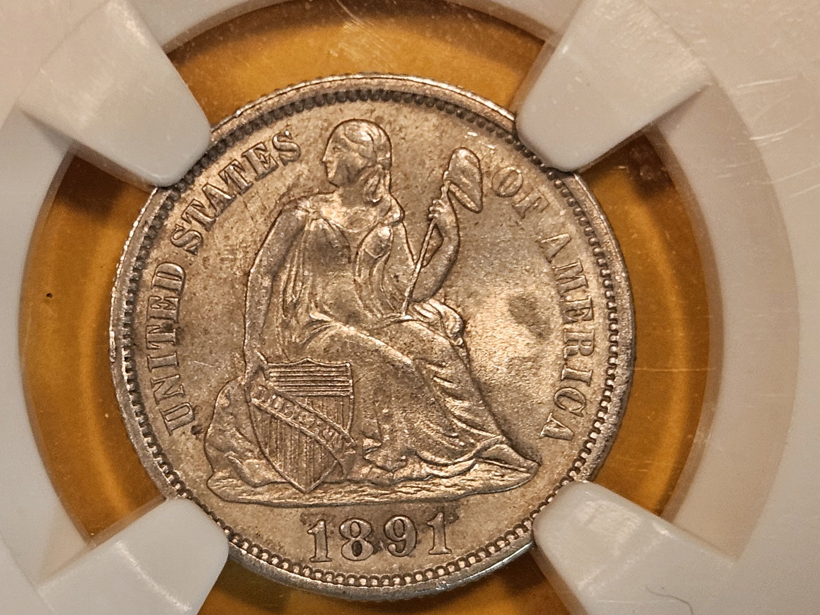 NGC 1891 Seated Liberty Dime in Mint State 62 (1 of 7)