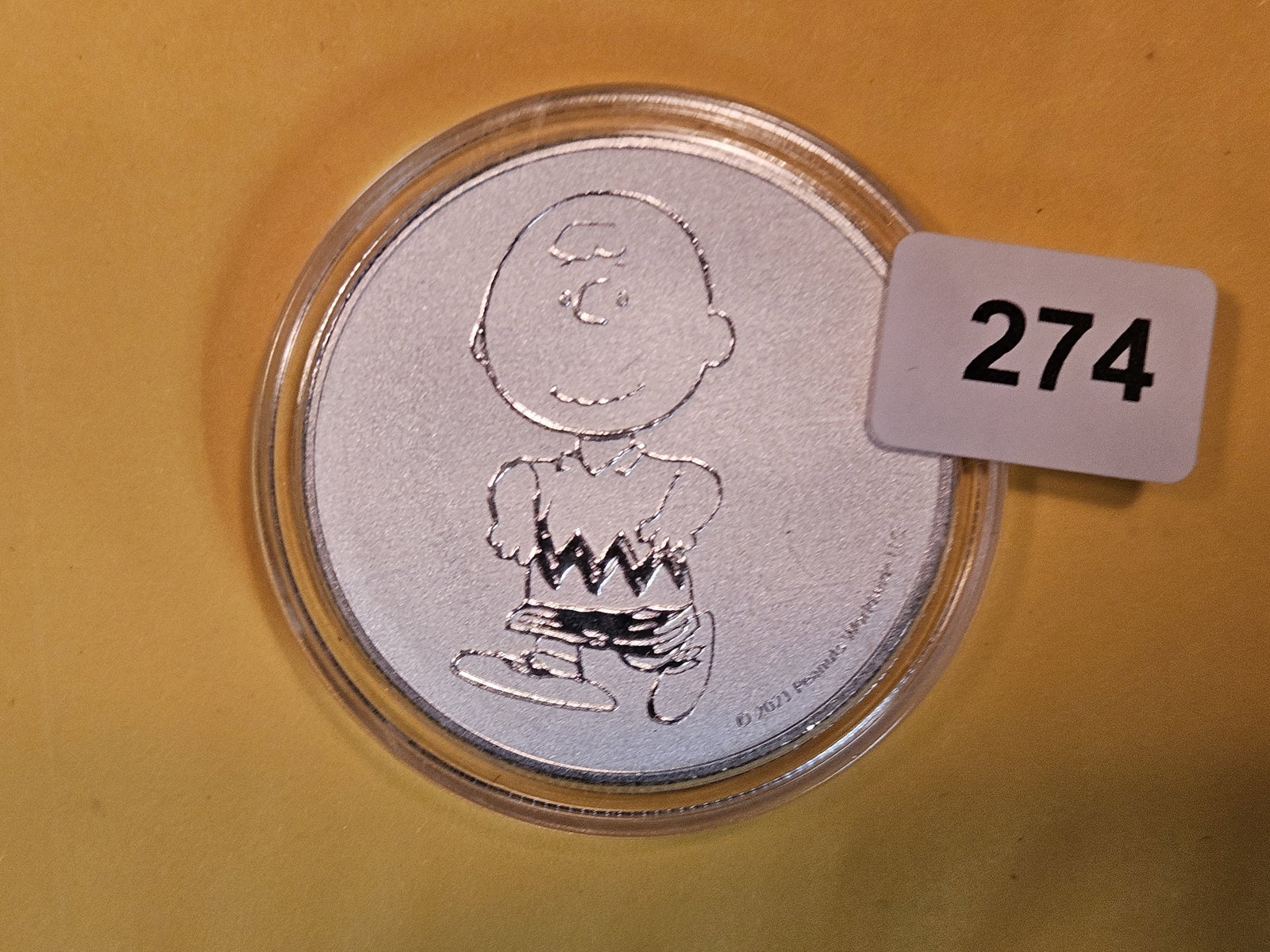 One Troy ounce .999 fine Silver art round: Peanuts. Charlie Brown