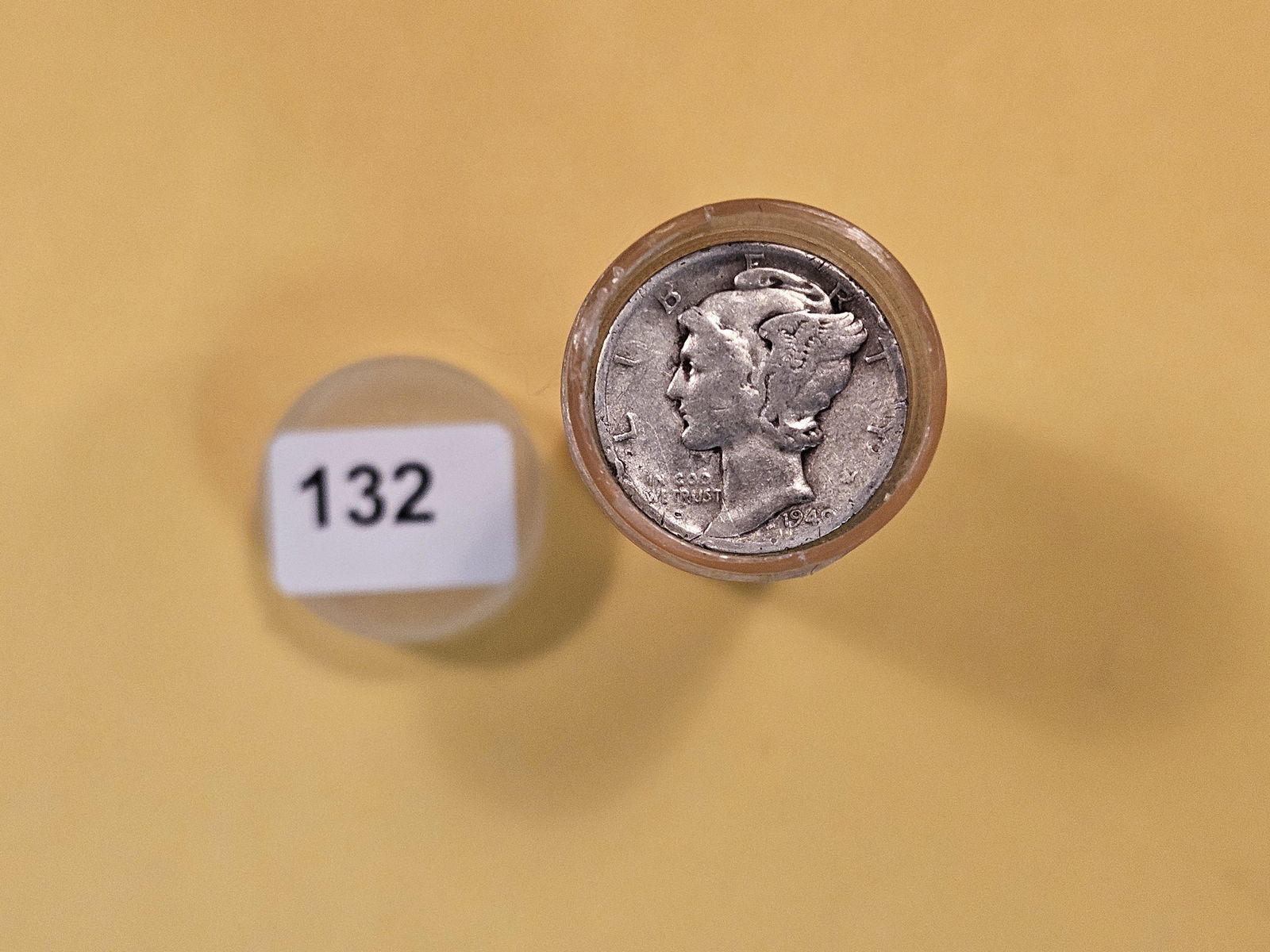 Roll of circulated silver Mercury Dimes: Should be 50 in there. Jarod said he didn't count them, though. So might be one or two more or less