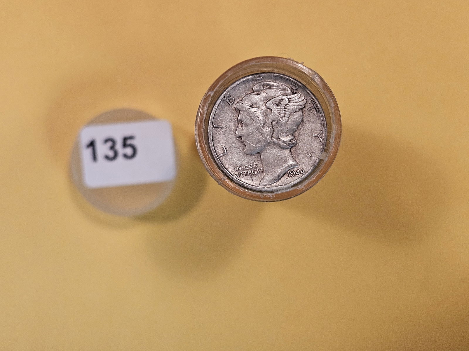 Roll of circulated silver Mercury Dimes: Should be 50 in there. Jarod said he didn't count them, though. So might be one or two more or less