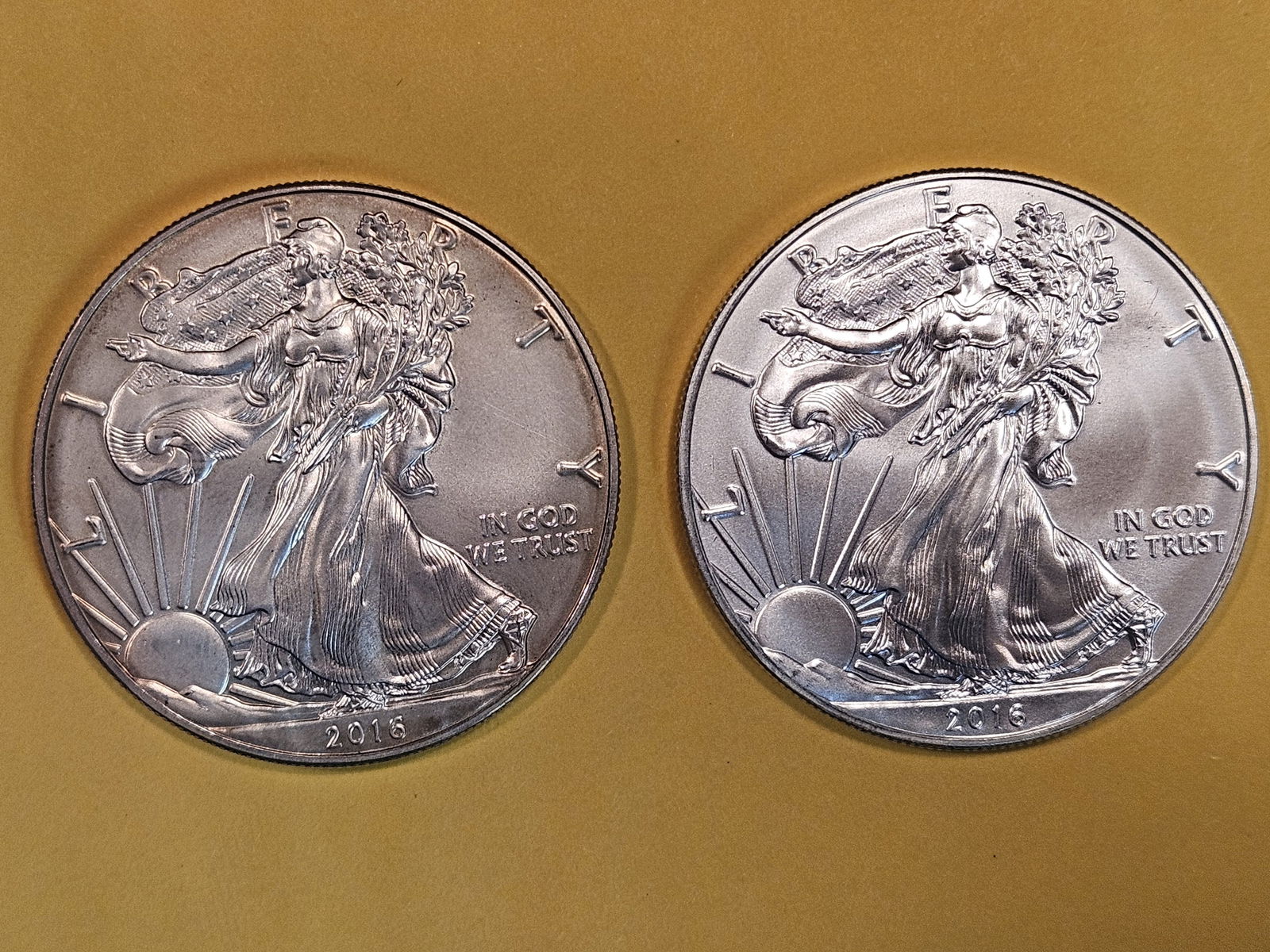 Two GEM Brilliant Uncirculated American Silver Eagles (1 of 3)