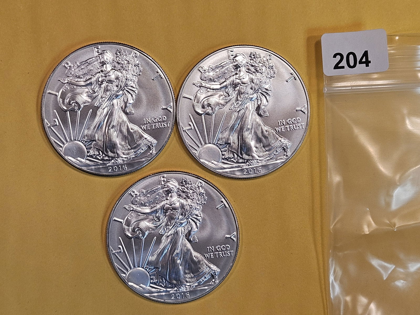 Three GEM Brilliant Uncirculated American Silver Eagles (1 of 2)