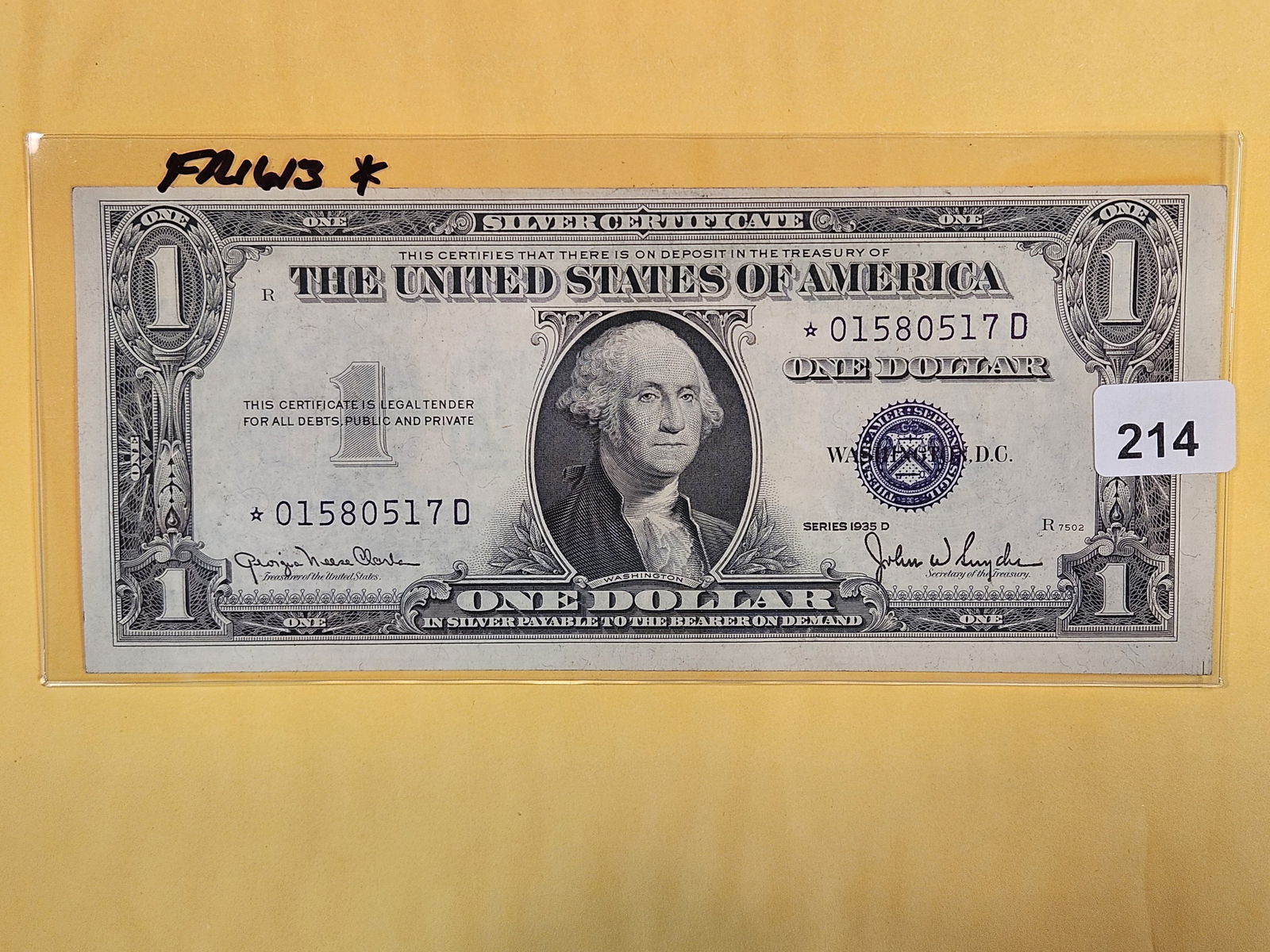 Crisp About Uncirculated plus 1935-D One Dollar Silver Certificate STAR Note (1 of 2)