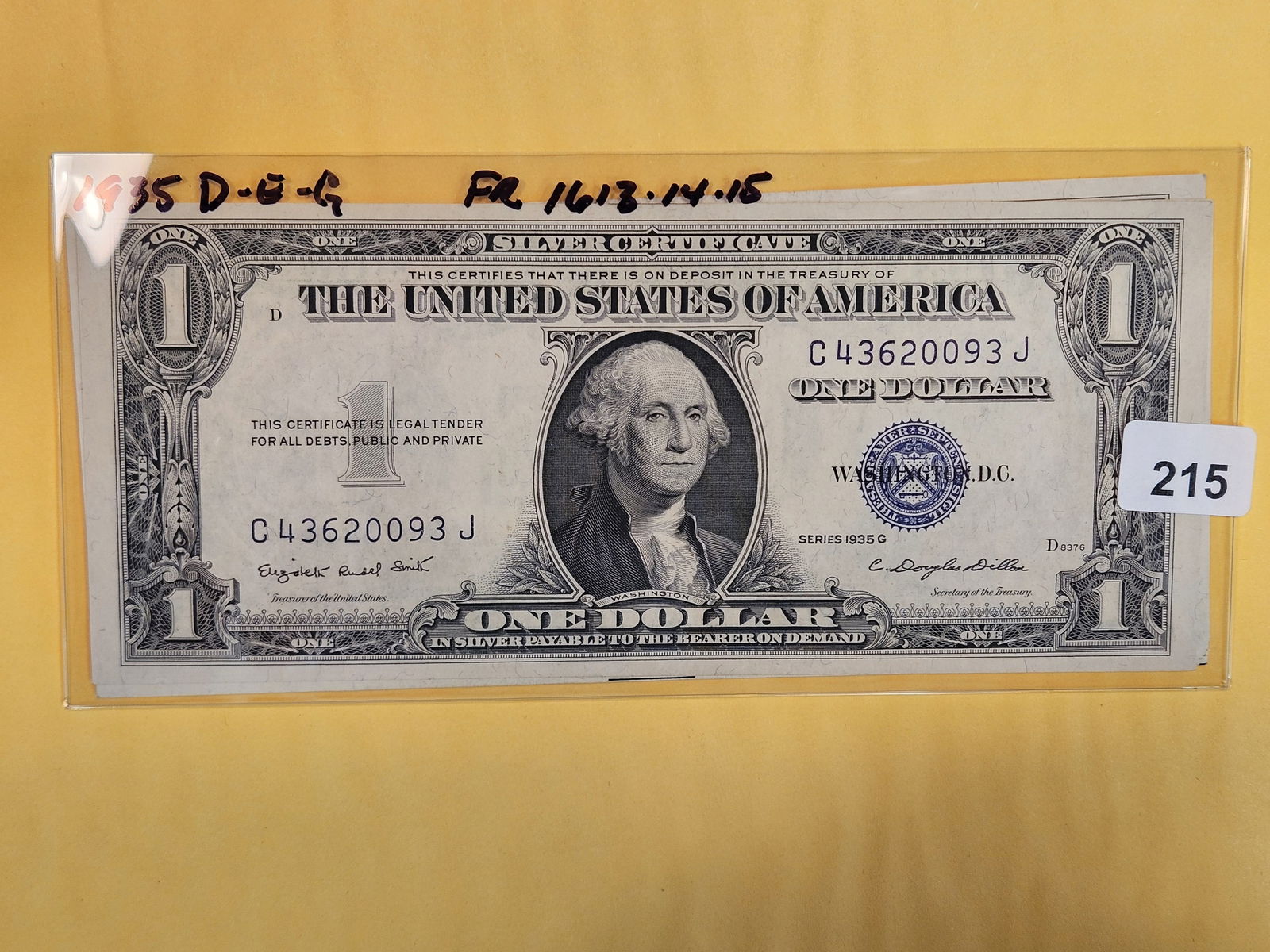 Three Crisp Uncirculated 1935 One Dollar Silver Certificates (1 of 2)