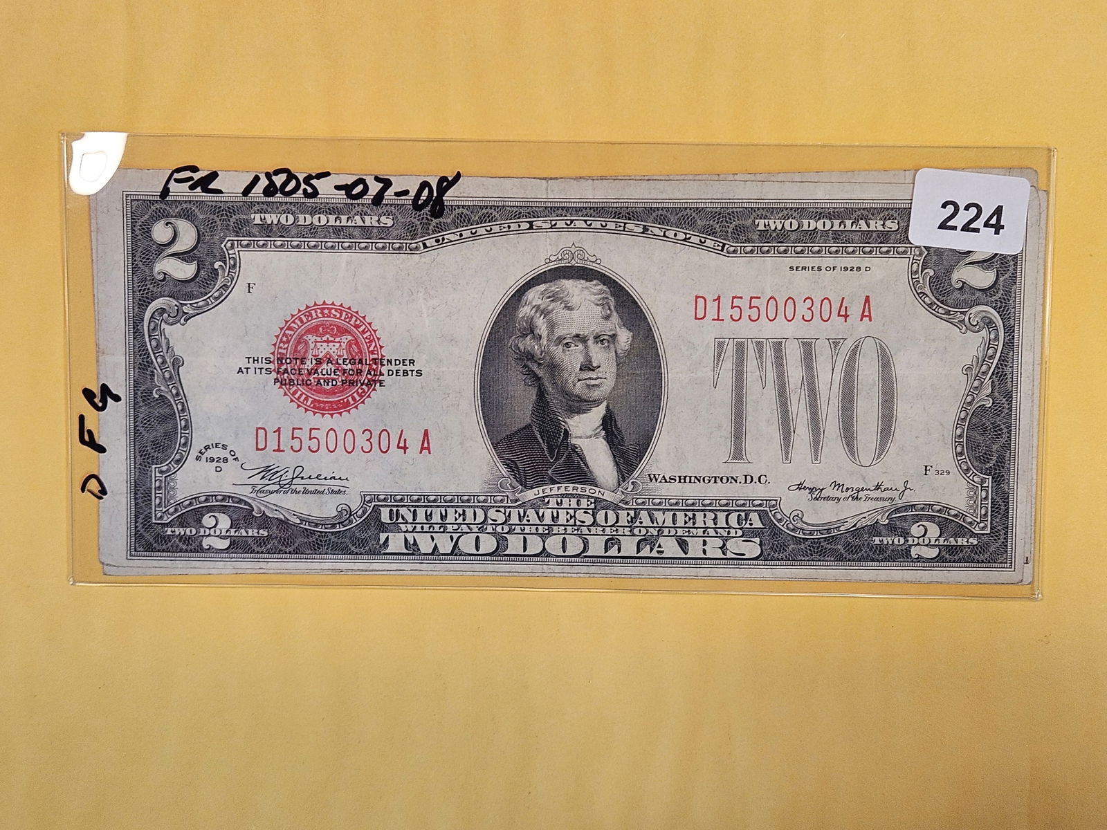 Three 1928 Two Dollar Red Seal Notes (1 of 2)