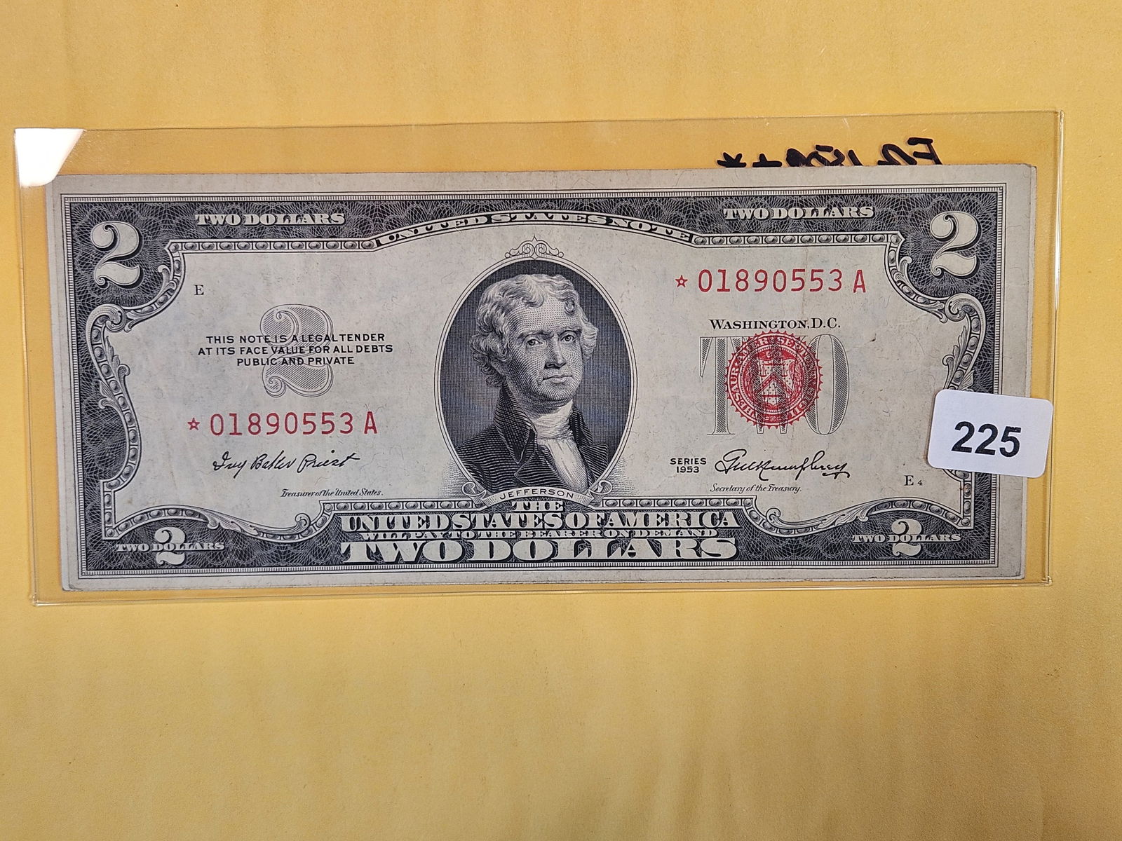 Two 1953 Red Seal Two Dollar US notes (1 of 2)