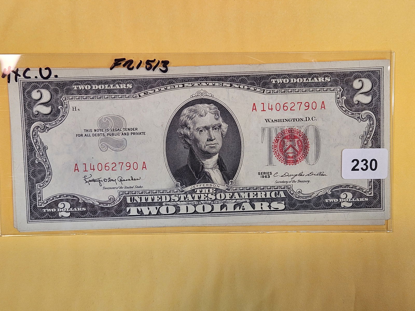 Four Crisp Uncirculated Two Dollar US Red Seal Notes (1 of 2)